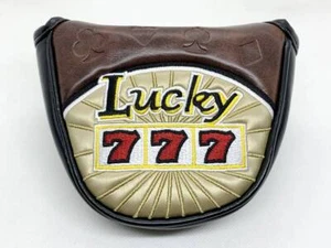 Rare new ODYSSEY Lucky 777 Putter Head cover Magnetic closure Brown x Gold Golf - Picture 1 of 4