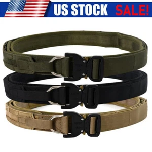 1.57" Tactical Belt Mens Belts Quick Release Metal Buckle MOLLE 2 Layer Airsoft - Picture 1 of 21