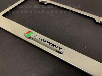 1x R-SPORT 3D Emblem STAINLESS STEEL License Plate Frame RUST FREE + Screw Cap - Image 1 of 2