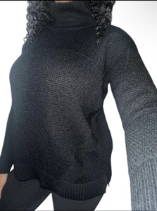 Lululemon Sweater Merino Wool Black Warm Restore Mock Turtleneck Pull Over Sz 10 - Picture 1 of 5