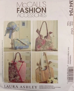 McCALLs 4794 Laura Ashley Handbag Hat Tote Purse Fashion Accessory UNCUT Pattern - Picture 1 of 6
