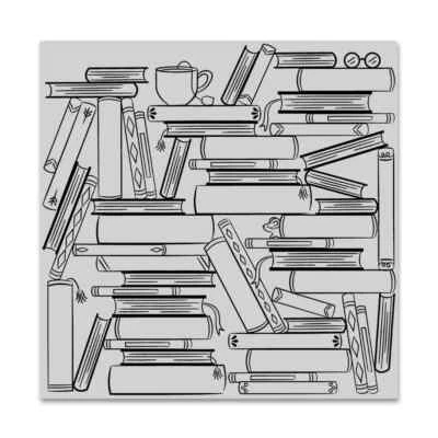 Hero Arts "PILAS DE LIBROS" Fondo Adherido Negrita Impresiones Sello 6"x6" Foto 1 de 2