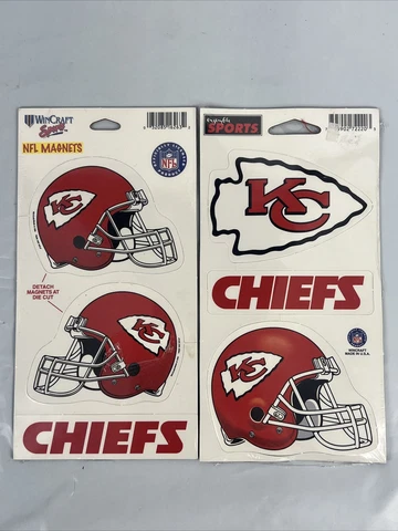 Vintage Kansas City Chiefs 1990s Die Cut Magnets New Sealed NFLP 1997 Magnets Cover