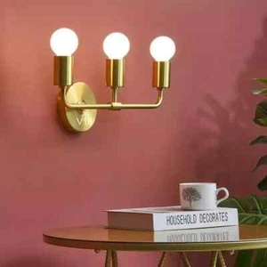 Traditional Nautical Bathroom Sconce – 3-Light Brass Finish Modern Lamp - Picture 1 of 4