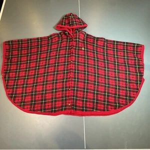 Polo Ralph Lauren Plaid Wool Poncho Girls L/XL Red Cape - Picture 1 of 14