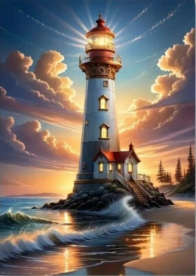 Lighthouse at Sunset - Canvas Art Print - Unframed - 12"x16" - New - Image 1 of 4