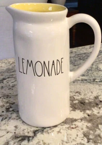Rae DunnWhite Lemonade Pitcher w/ Yellow Interior Artisan Collection By Magenta - Picture 1 of 4