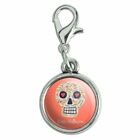 Happy Halloween Fun Floral Skull Antiqued Bracelet Charm with Lobster Clasp