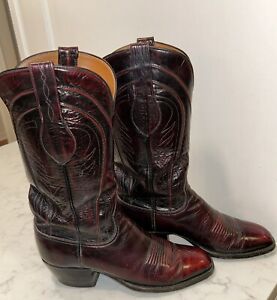 Vintage Lucchese Classics Black Cherry L6608 Cowboy Western Boots Men Size 7.5D