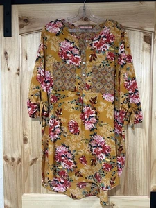 Blusa túnica Olive Hill amarilla con estampado floral talla grande - Imagen 1 de 7