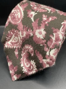 ISAIA Tie Italy 7-Fold Cotton Silk Paisley Floral Soft Luxury Mens Necktie - Picture 1 of 9