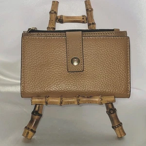 Lodis Kate französische Handtasche 💯 Kastanie genarbtes Leder RFID 8 CC Schlitze Reißverschluss/Druckknopf oben - Bild 1 von 10