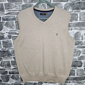 Farah Herren XL ärmellos V-Ausschnitt Pullover hellbraun klassisch - Bild 1 von 13