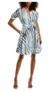 DIANE VON FURSTENBERG DVF Indra Wickelkleid Batik Regen L Baumwolle - Bild 1 von 10