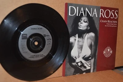TOP 100 HIT: DIANA ROSS; CHAIN REACTION; 1985 MINT- IMPORT 45 & PICTURE SLEEVE - Image 1 of 2