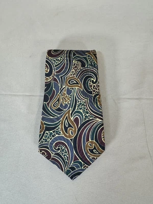 Vintage 1980s 100% Silk Tie Countess Mara Paisley Floral Strauss - Image 1 of 4