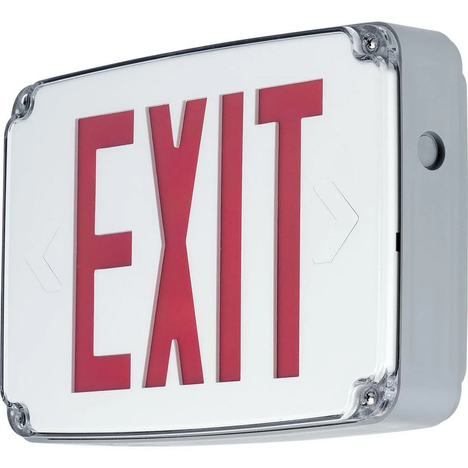 Progress Lighting - WET Rated 120-Volt White Integrated LED Exit Sign - Red - Image 1 of 1