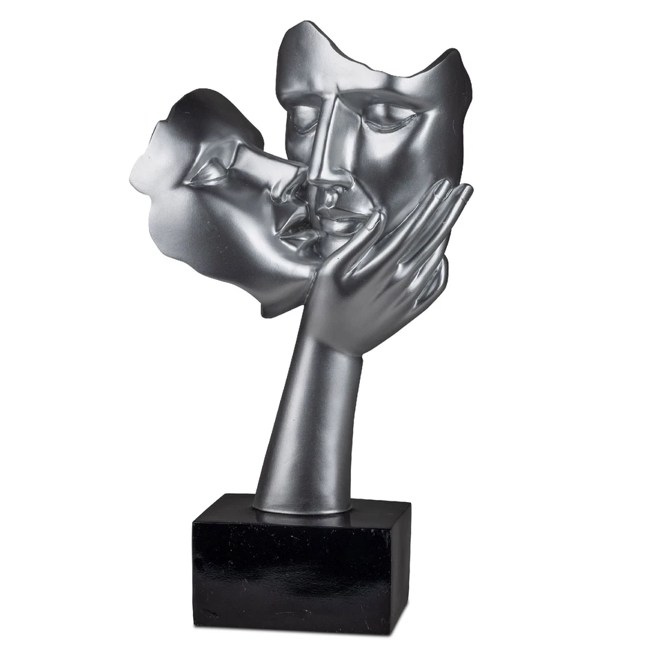 Oggetto Decorativo Scultura Busto Bacio H. 39Cm Argento Con Base Nera Formano - Immagine 1 di 1