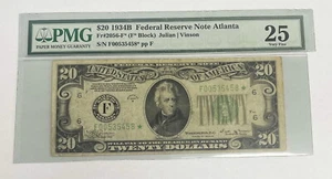 1934B Fr 2056-F* $20 Federal Reserve Star Note Atlanta Certified PMG VF25 - Picture 1 of 2
