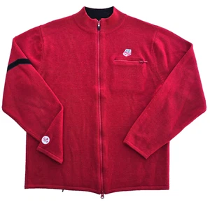 Neve Mens XL US Ski Team 100% Wool Full Zip Sweater Jacket Red Blue Zip Pocket - Picture 1 of 7