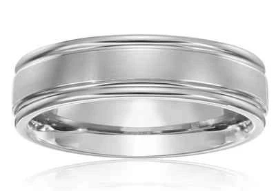 Men's Titanium Wedding Band 6mm Comfort Fit Ring Classic Satin Finish Groove  - Image 1 of 3