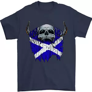 Scotland Flag Skull Scottish Biker Gothic Mens T-Shirt 100% Cotton - Picture 1 of 107