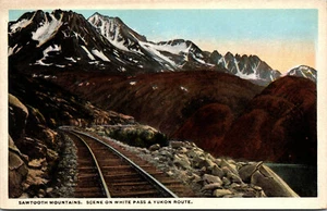 Postal AK de colección de los años 20 Sawtooth Mountains White Pass Yukon Route Railroad Alaska - Imagen 1 de 2