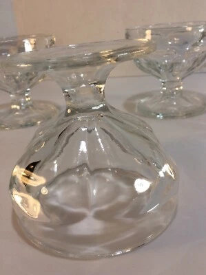 🍨SET OF 4~GLASS PEDESTAL ICE CREAM DESSERT BOWLS DISH-3”x3.25” - Image 1 of 4