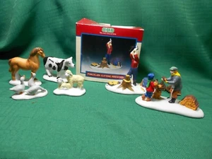 Lemax Dickensvale Accessories Farm Animals Cutting Firewood Gathering Wood - Picture 1 of 9