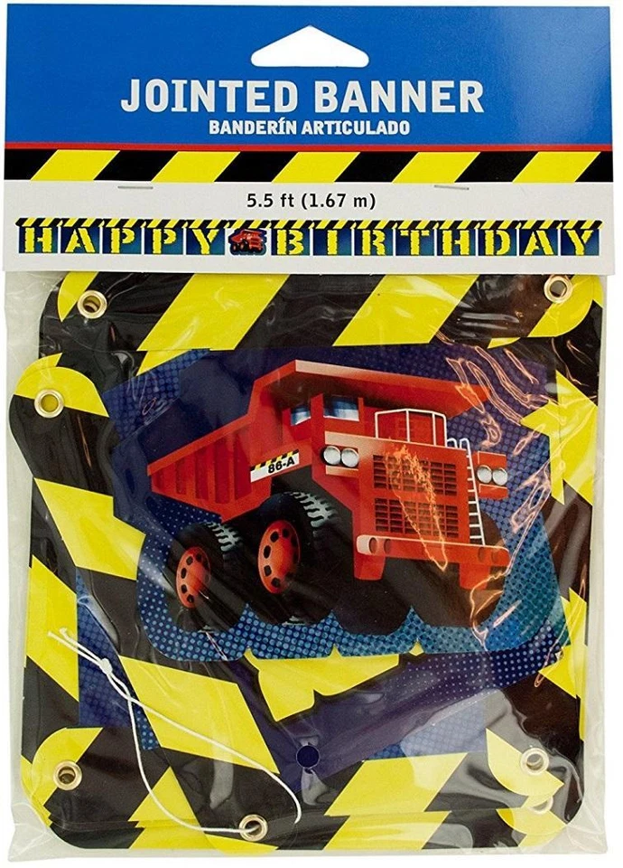 Construction Trucks Tractor Dump Boys Birthday Party Decoration Jointed Banner - Image 1 of 1