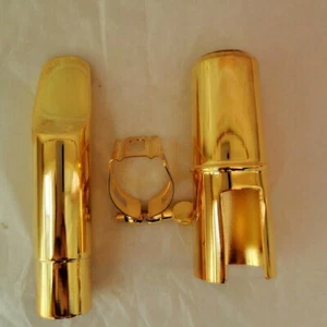100% Handmade Copper Alto Saxophone Mouthpiece GOLD Plated Size # 5-9 w/Ligature - Picture 1 of 7