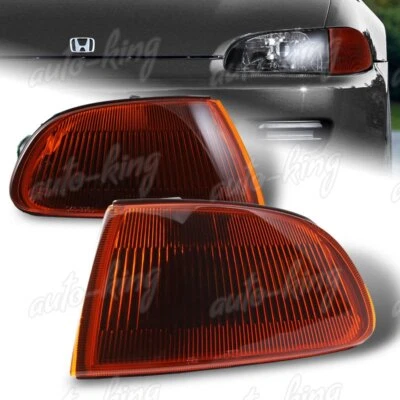 FIT HONDA CIVIC 2DR/3DR COUPE/HATCHBACK JDM SMOKE TURN SIGNAL CORNER LIGHTS LAMP - Image 1 of 4