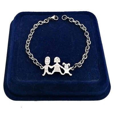 Bracciale Braccialetto Famiglia Acciaio Mamma Papà Figlia Scatola Unisex Mod03 - Immagine 1 di 3