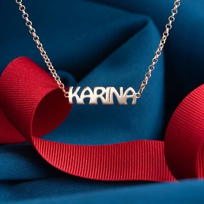 Pulsera Personalizada Plata Italiana 925 6mm Nombre Cualquier Texto de tu elección Foto 1 de 4