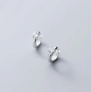 Pendientes de hélice de aro huggie cz extra pequeños de plata esterlina talla 925 a1315 - Imagen 1 de 3