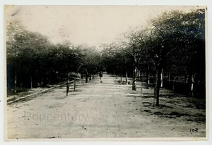 Vintage Photograph China 1923 Chefoo Panoramic Man on Dirt Road Yantai Photo - Imagen 1 de 2