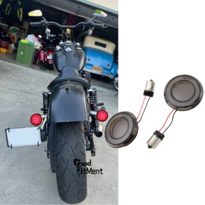 1156 Rear LED Bullet Turn Signal Lights Smoke For Harley Davidson Dyna 2001-2017 - Image 1 of 4