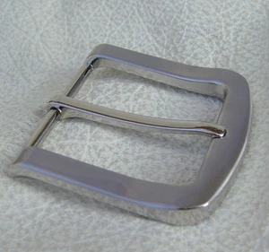 Fibbia per cintura massiccia in zinco pressofuso cromato e lucido per cintura da 4 cm - Foto 1 di 2