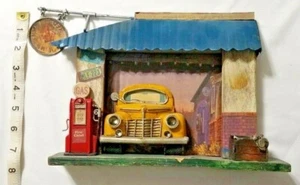 Gift Mixed Media Old Time Gas Station 3D Shelf Home Decoration Father's Day - Picture 1 of 8