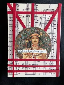 "She Let's Them Go" ACEO Mixed Media Collage Outsider Art - Picture 1 of 1