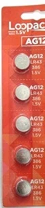 5 Totalmente Nuevo AG12 LR43 386 Botón Alcalino Celda Batería Loopacel - Imagen 1 de 2