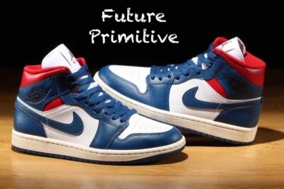 Nike WMNS Air Jordan 1 Mid BQ6472-146 Blanco Francés Azul Rojo Vela Mujer Retro DS Foto 1 de 4