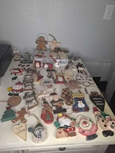 Wood Christmas Ornaments Lot 37 piece - Picture 1 of 11