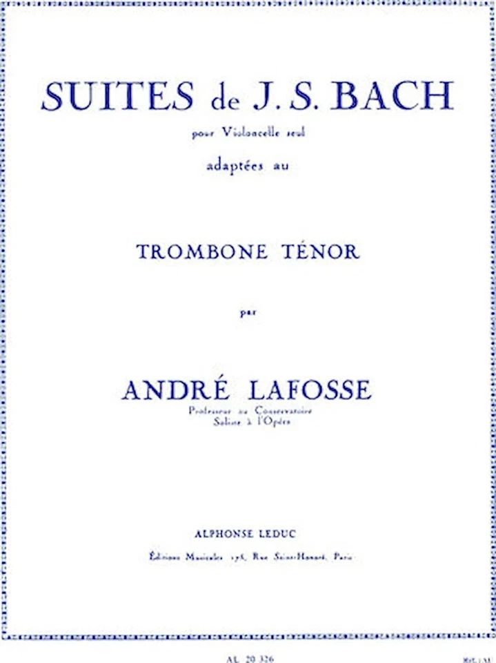 Suites de J.S. Bach pour Violoncelle Adaptees au Trombone Tenor - Image 1 of 1