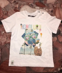 T-shirt grafica manica corta nuova con etichette Catimini Honolulu Hawaii Carlino bambina 2 - Foto 1 di 3