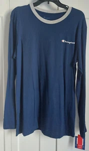Champion Men's Sleepwear Long Sleeve Sleep Shirt Medium Navy Blue NWT - Picture 1 of 4