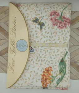 Lenox Fine Table Linens Round 70" Dragonfly & Flower Print Tablecloth Butterfly - Picture 1 of 10