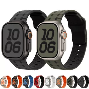 Für Apple Watch Series 10 9 8 7 6 5 4 Ultra Zweifarbig Silikon Verstellbares Armband - Bild 1 von 21