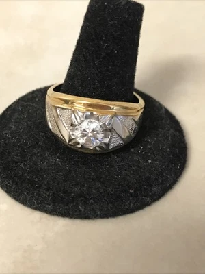 Anillo Chapado en Oro Pesado 14kt Plata Doble Tono Anillo Grueso Talla 11.5 Foto 1 de 4