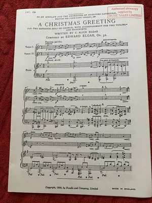 A Christmas Greeting Elgar Vocal Score SATB with Piano Sheet Music - Image 1 of 3